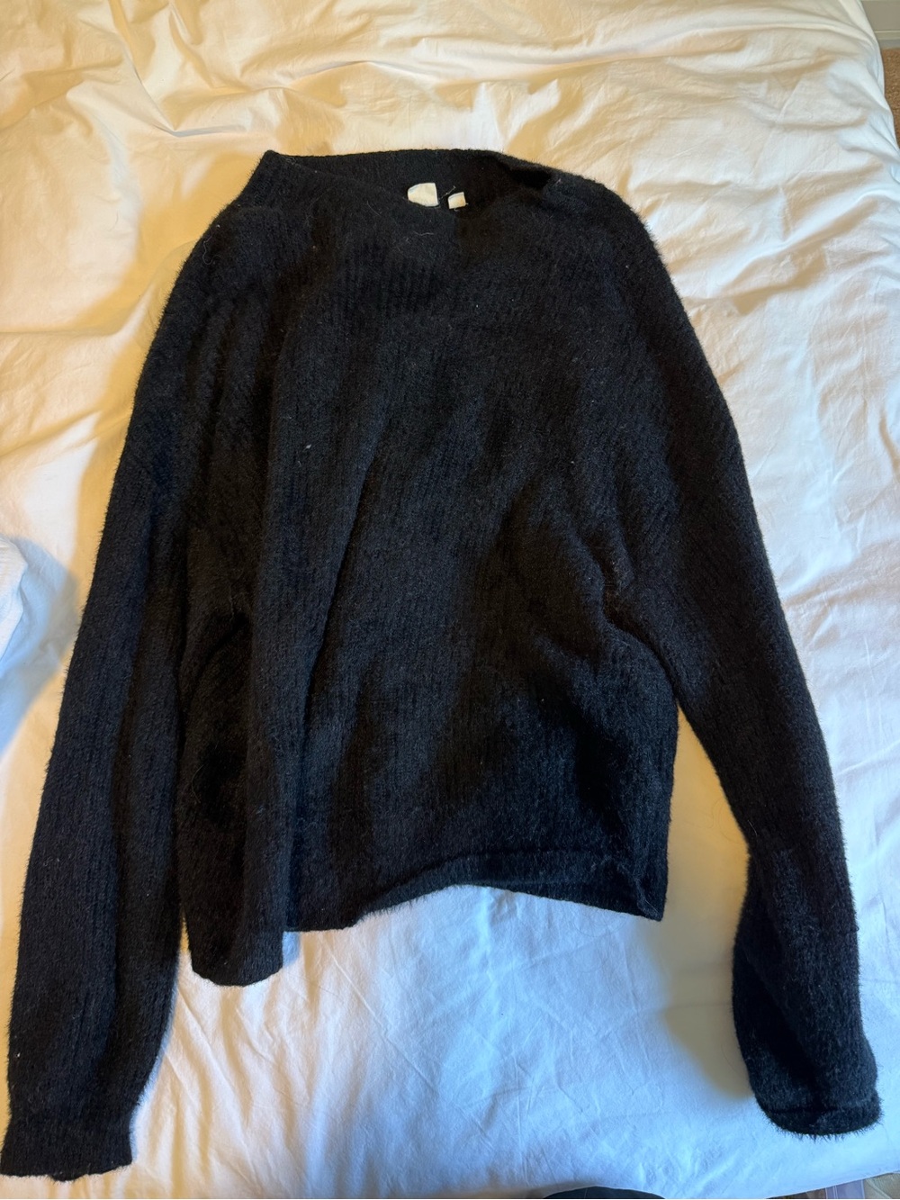 Black Women's Crewneck Fuzzy Sweater